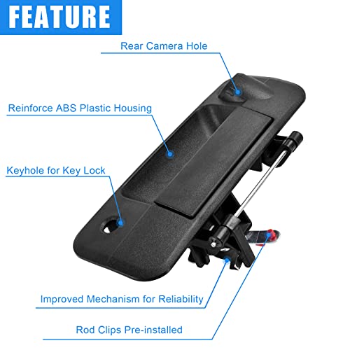 FAERSI Tailgate Handle Liftgate Latch Handle with Rear Camera Hole Replacements for 2007-2013 Toyota Tundra | Replaces# 69090-0C051, 690900C051, 81214 - Image 2