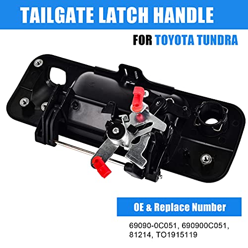 FAERSI Tailgate Handle Liftgate Latch Handle with Rear Camera Hole Replacements for 2007-2013 Toyota Tundra | Replaces# 69090-0C051, 690900C051, 81214 - Image 3