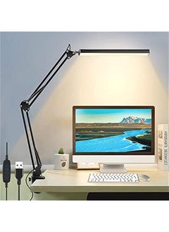 LED Desk Lamp for Home Office, Dimmable Desk Light Clamp Lamp, 10W Eye-Caring Study Lamp Table Lamp, Flexible Swing Arm Clip on Reading Light