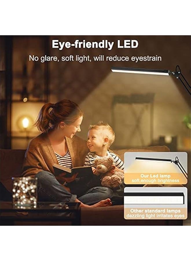 Beauenty - LED Desk Lamp for Home Office, Dimmable Desk Light Clamp Lamp, 10W Eye-Caring Study Lamp Table Lamp, Flexible Swing Arm Clip on Reading Light - Image 1
