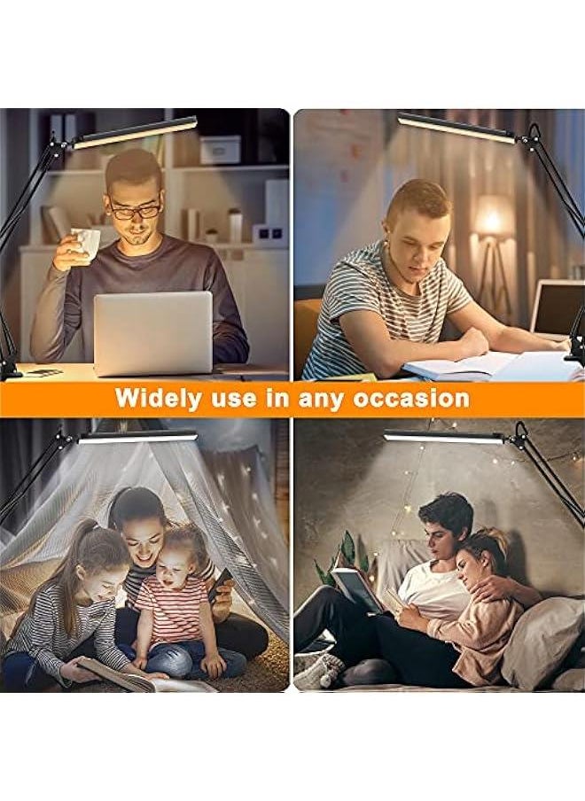 Beauenty - LED Desk Lamp for Home Office, Dimmable Desk Light Clamp Lamp, 10W Eye-Caring Study Lamp Table Lamp, Flexible Swing Arm Clip on Reading Light - Image 1