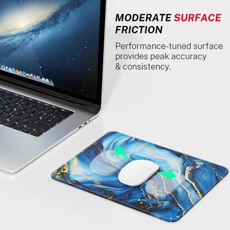 MROCO Mouse Pad [30% Larger] with Anti-Fray Stitched Edges, Premium-Textured Waterproof Surface, Non-Slip Rubber Base, Computer & Gaming Mouse Mat for Laptop, Office & Home, 8.5 x 11 in, Blue Marble - Image 2