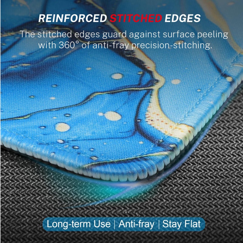 MROCO Mouse Pad [30% Larger] with Anti-Fray Stitched Edges, Premium-Textured Waterproof Surface, Non-Slip Rubber Base, Computer & Gaming Mouse Mat for Laptop, Office & Home, 8.5 x 11 in, Blue Marble - Image 3