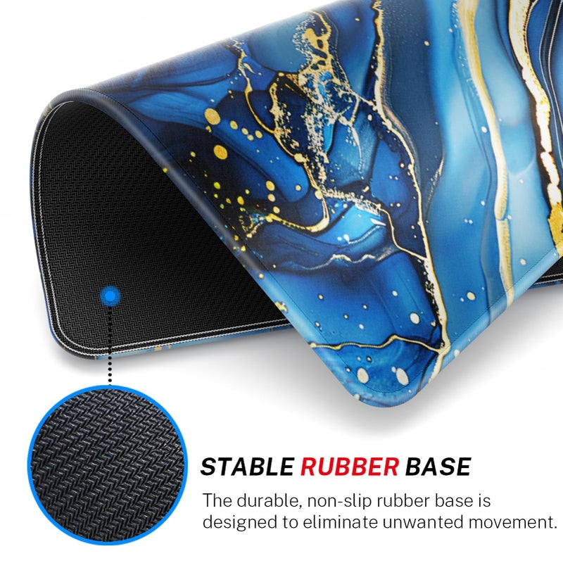 MROCO Mouse Pad [30% Larger] with Anti-Fray Stitched Edges, Premium-Textured Waterproof Surface, Non-Slip Rubber Base, Computer & Gaming Mouse Mat for Laptop, Office & Home, 8.5 x 11 in, Blue Marble - Image 4
