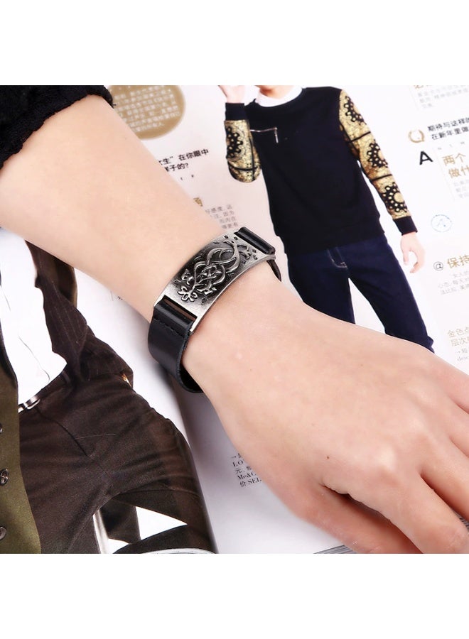 Goolsky سوار من سبائك معدنية و جلد - سوار معصم غير محدد الجنس بأسلوب أوروبي و أمريكي عصري - Image 2