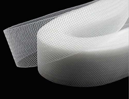 Wefab Horsehair BraidBoning Crinoline Cancan Net StripTrim Boutique Fabric for Sewing Wedding Dresses Dance Dress Skirt DIY and Costume Accessories 3 inch