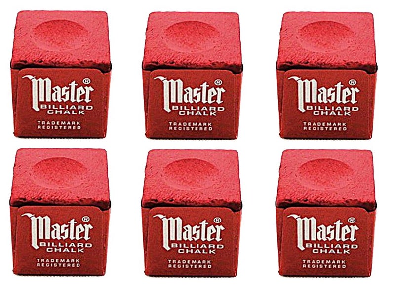 Master Set of 6 Red Billiard Pool Cue Chalk