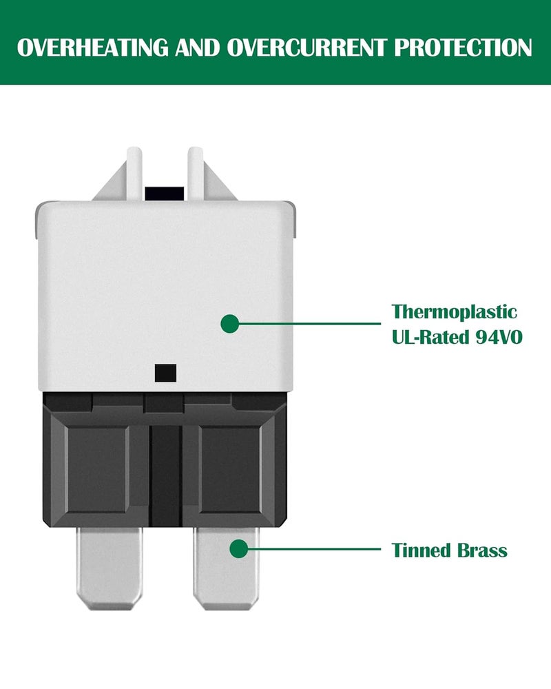 LENKRAD Automotive 25 Amp ATC/ATO Resettable Fuse 25A Manual Reset Standard Blade 25Amp Fuses Manual-Reset Circuit Breaker 25A for Car Truck RV Marine Boat Trolling Motorhome, 5 Pack - Image 4