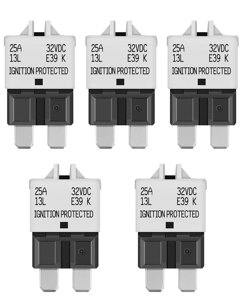 LENKRAD Automotive 25 Amp ATC/ATO Resettable Fuse 25A Manual Reset Standard Blade 25Amp Fuses Manual-Reset Circuit Breaker 25A for Car Truck RV Marine Boat Trolling Motorhome, 5 Pack - Image 1