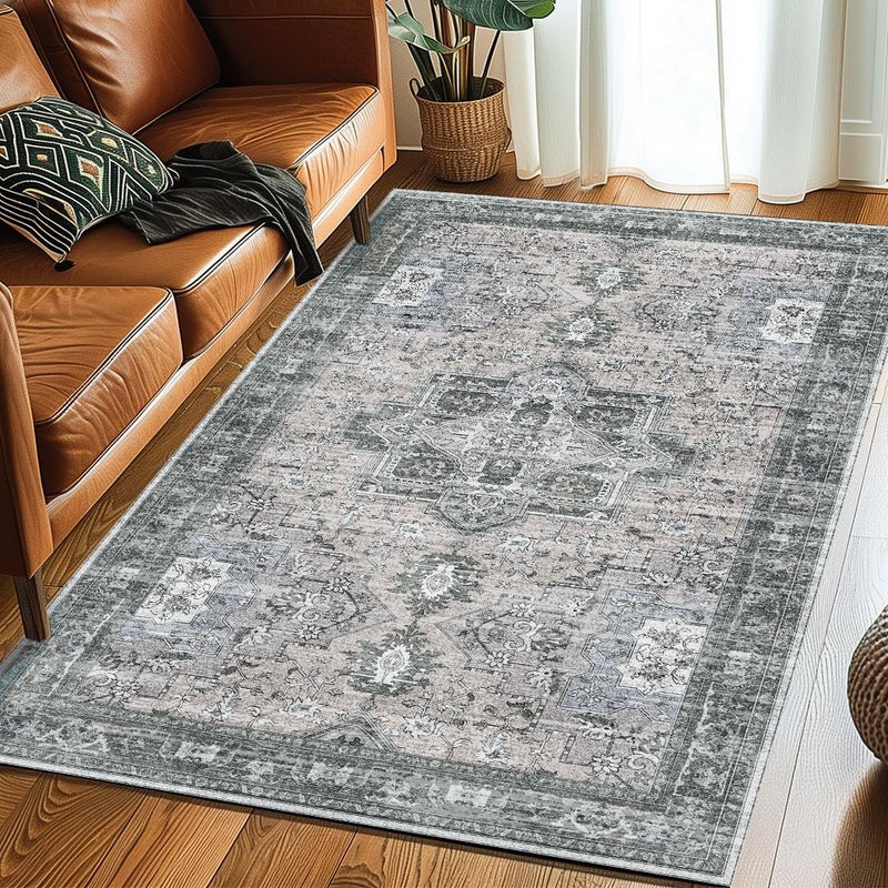 Muddy MatÂ® Blue Bell 2x3 Washable Area Rugs for Living Room, Bedroom & Dining Room â€“ Modern Soft Low Pile Non Slip Carpet â€“ Pet Friendly Waterproof Foldable Rugs for Home - Image 4