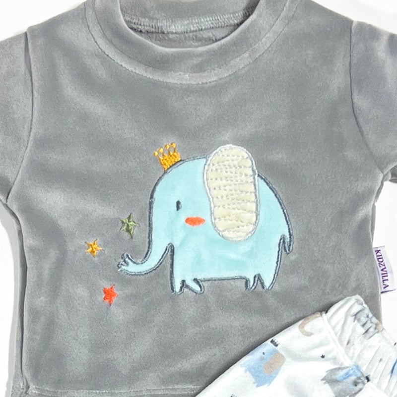Kidzvilla Newborn Velvet Pajama Set 9792 - Image 3