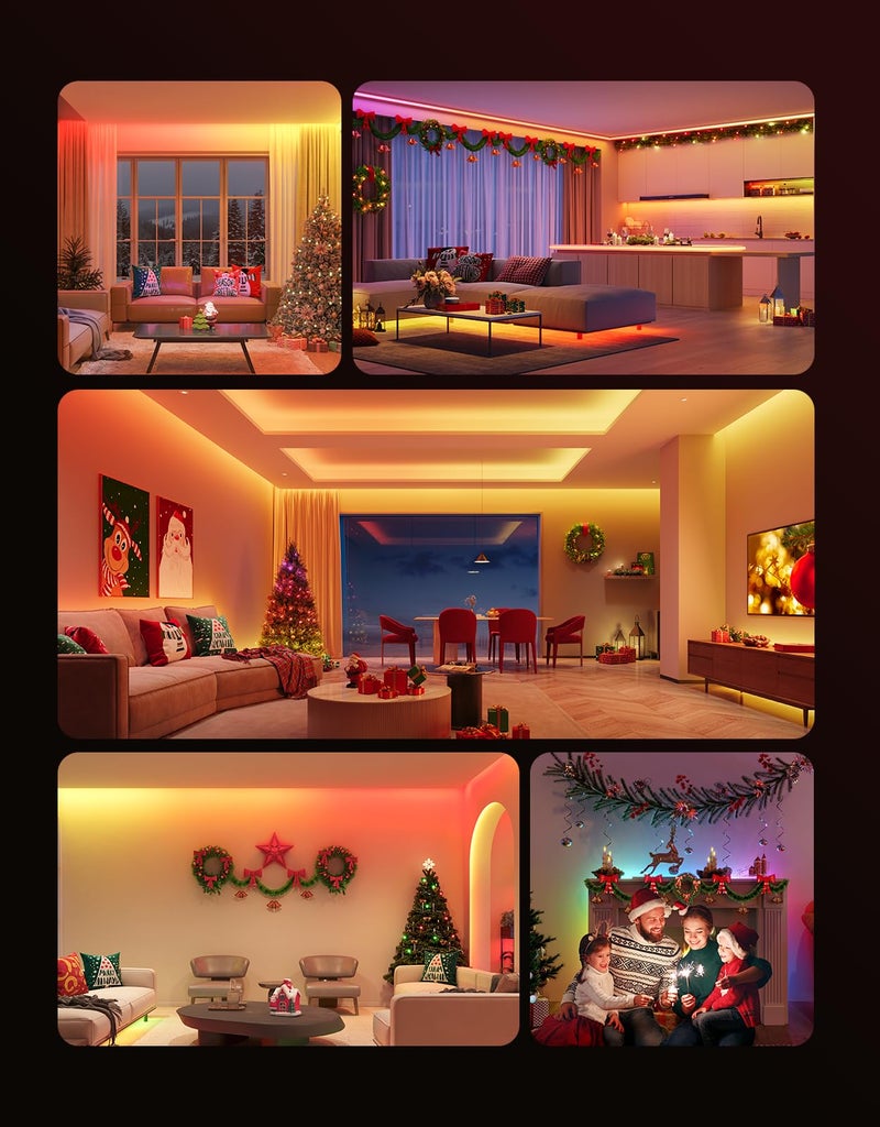 Govee شريط إضاءة LED من Govee RGBIC، أضواء LED ذكية لغرفة النوم، أضواء LED تعمل بالبلوتوث، تحكم في التطبيق، ألوان متعددة على خط واحد، شريط إضاءة LED متغير اللون، مزامنة الموسيقى، ديكور بطول 16.4 قدم - Image 2