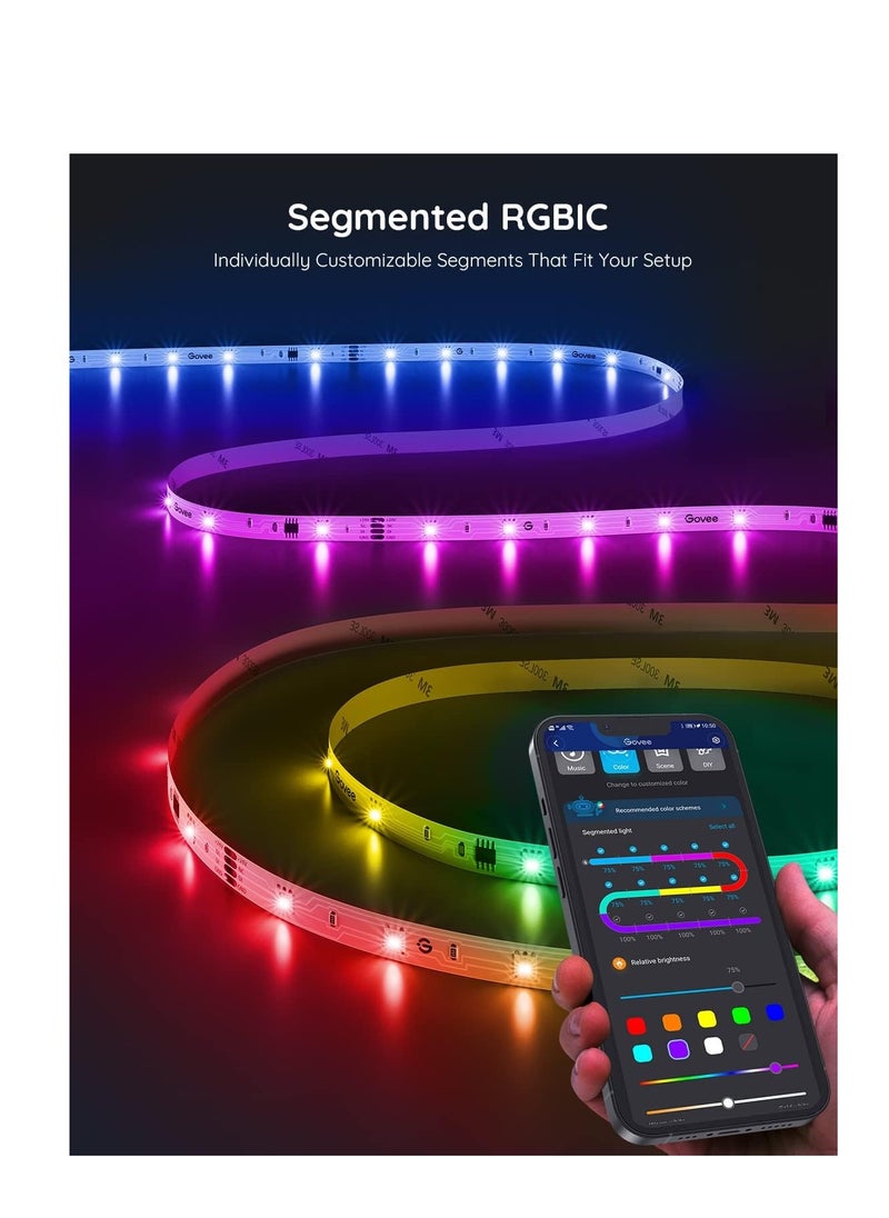 Govee - Govee RGBIC LED strip lights smart LED lights for bedroom bluetooth LED lights app control DIY multiple colors on one line color changing LED strip lighting music sync decor 16.4ft - Image 1