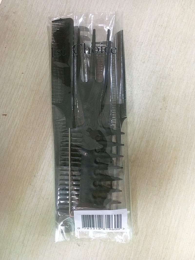 1st Choice Magic 10 Piece Professional Styling Comb Set, Black - Image 4