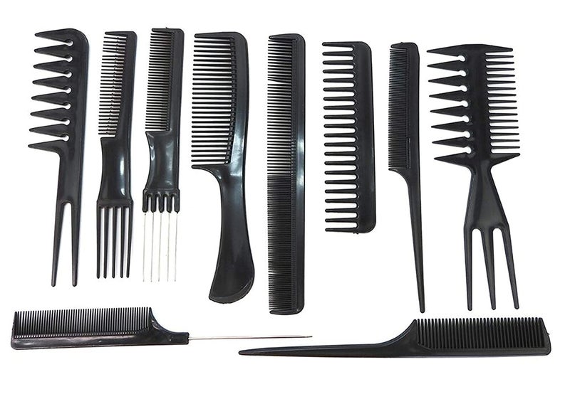 1st Choice Magic 10 Piece Professional Styling Comb Set, Black - Image 3