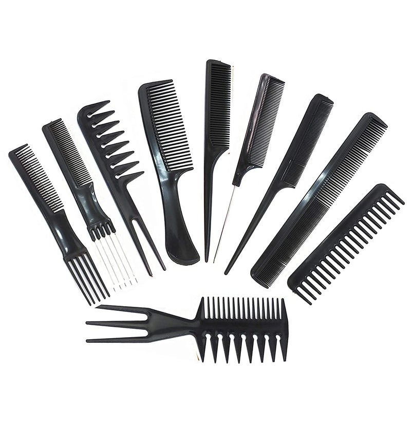 1st Choice Magic 10 Piece Professional Styling Comb Set, Black - Image 1