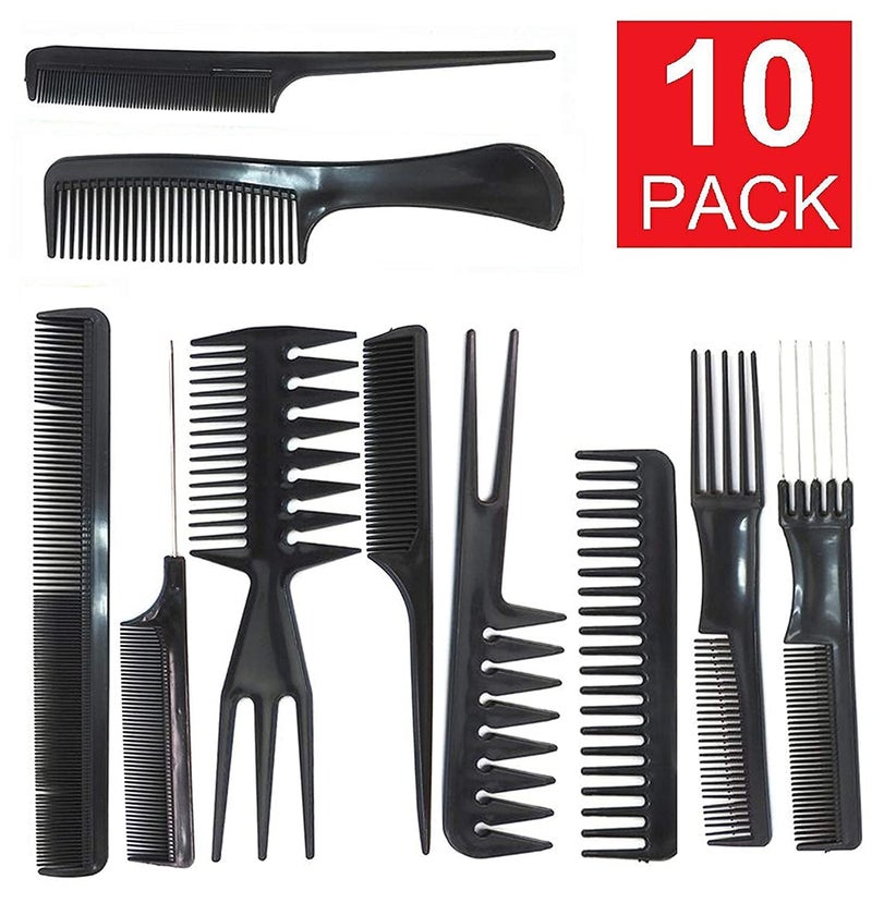 1st Choice Magic 10 Piece Professional Styling Comb Set, Black - Image 2