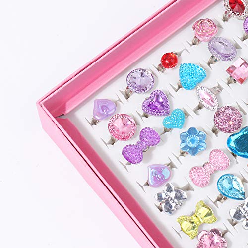 SOTOGO 100 Pieces Little Girl Rings Jewelry Rings Girl Pretend Play Ring and Dress up Ring, Little Girls Gift - Image 5