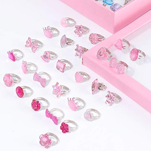 SOTOGO 100 Pieces Little Girl Rings Jewelry Rings Girl Pretend Play Ring and Dress up Ring, Little Girls Gift - Image 3