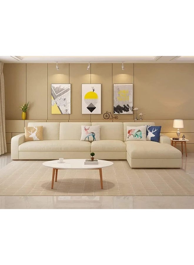 Generic Modern Nordic Luxury Office Sofa Set with Cotton Linen Fabric Sectional Couch For Living Room (Left, Beige)  - Image 1