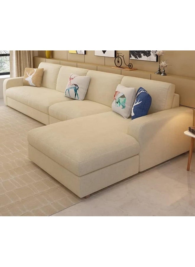 Generic Modern Nordic Luxury Office Sofa Set with Cotton Linen Fabric Sectional Couch For Living Room (Left, Beige)  - Image 3