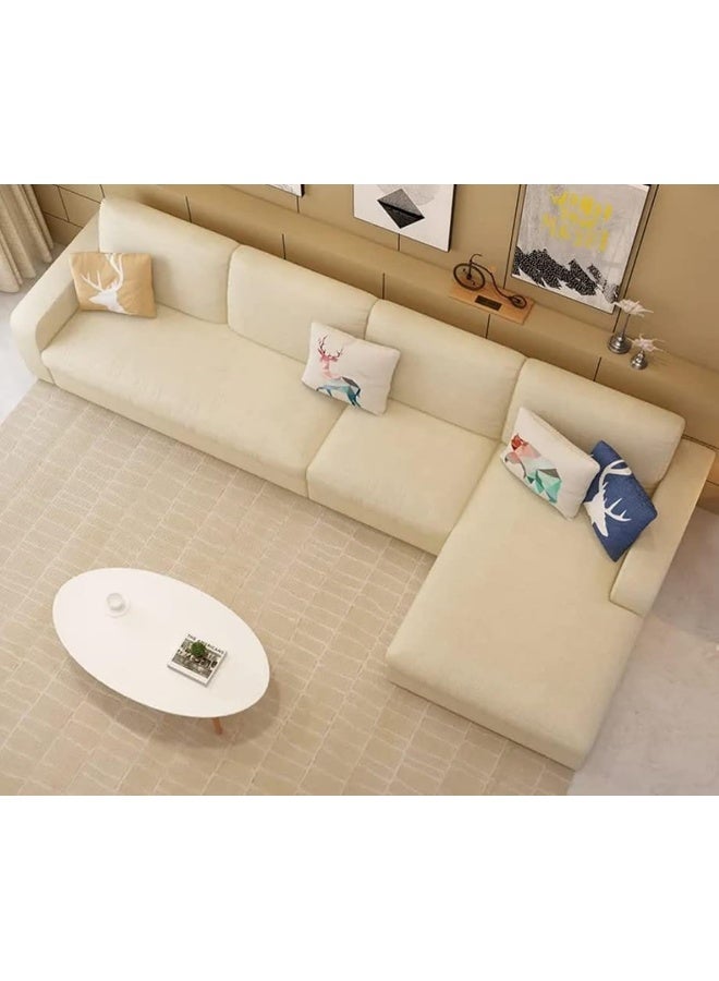 Generic Modern Nordic Luxury Office Sofa Set with Cotton Linen Fabric Sectional Couch For Living Room (Left, Beige)  - Image 4
