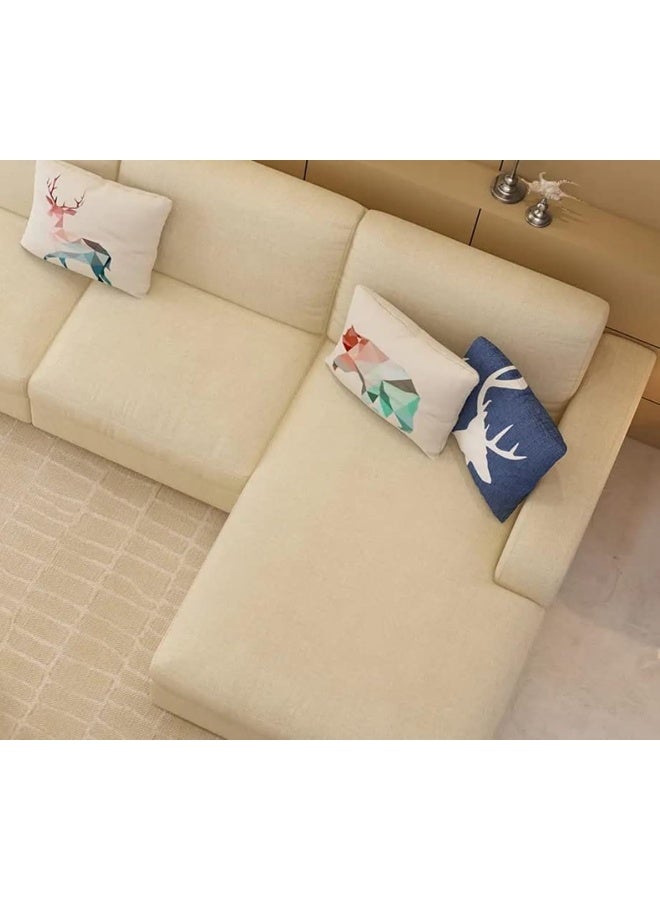 Generic Modern Nordic Luxury Office Sofa Set with Cotton Linen Fabric Sectional Couch For Living Room (Left, Beige)  - Image 5