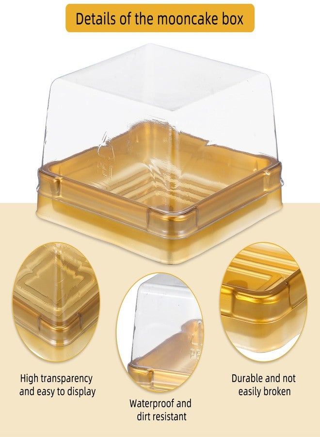 NIYANGLE 50 Pcs 3 Inch Mini Cake Box, Clear Plastic Cupcake Box with Lids Single Square Dessert Container Mooncake Packing Box for Individual Muffins Cookies Chocolate Wedding Party Christmas - Image 4