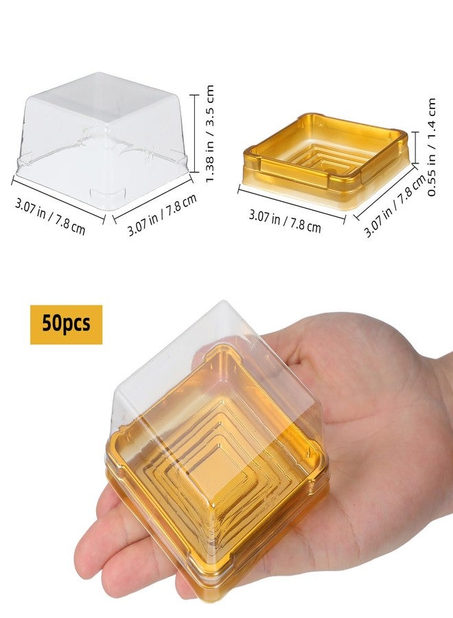 NIYANGLE 50 Pcs 3 Inch Mini Cake Box, Clear Plastic Cupcake Box with Lids Single Square Dessert Container Mooncake Packing Box for Individual Muffins Cookies Chocolate Wedding Party Christmas - Image 2