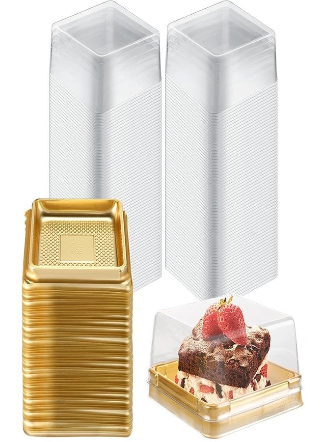 NIYANGLE 50 Pcs 3 Inch Mini Cake Box, Clear Plastic Cupcake Box with Lids Single Square Dessert Container Mooncake Packing Box for Individual Muffins Cookies Chocolate Wedding Party Christmas - Image 1