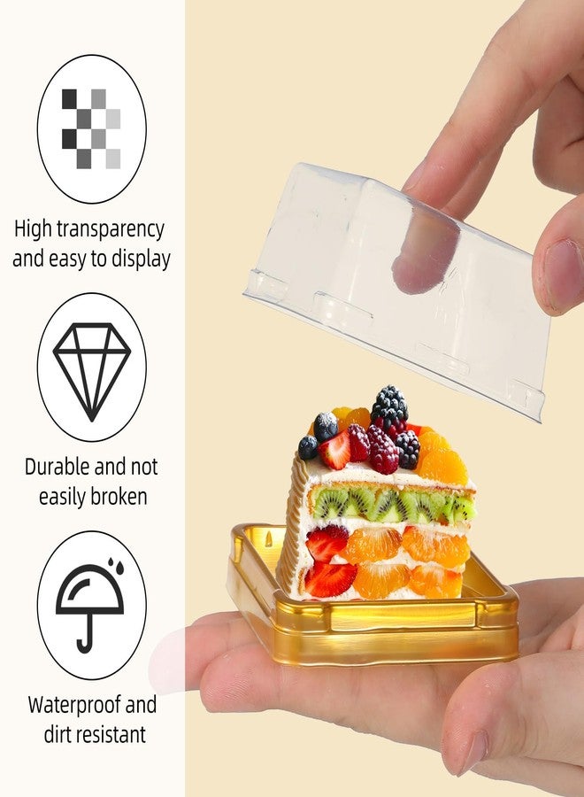NIYANGLE 50 Pcs 3 Inch Mini Cake Box, Clear Plastic Cupcake Box with Lids Single Square Dessert Container Mooncake Packing Box for Individual Muffins Cookies Chocolate Wedding Party Christmas - Image 3