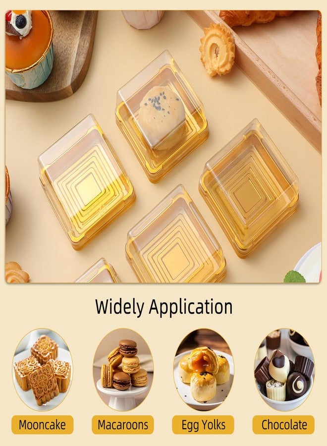 NIYANGLE 50 Pcs 3 Inch Mini Cake Box, Clear Plastic Cupcake Box with Lids Single Square Dessert Container Mooncake Packing Box for Individual Muffins Cookies Chocolate Wedding Party Christmas - Image 5
