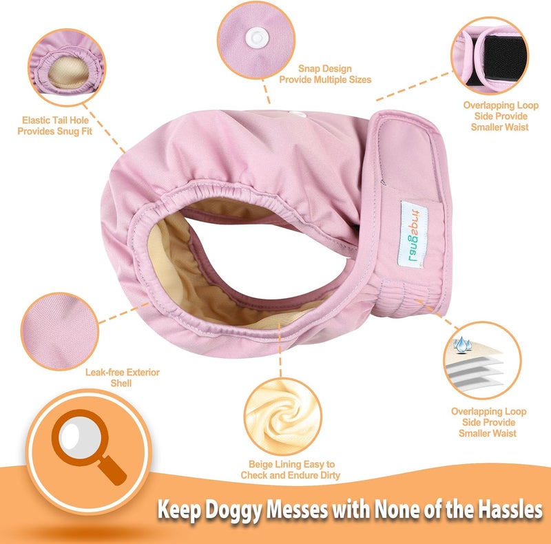 Langsprit Washable Female Dog Diapers (3 Pack) - No Leak Reusable Diapers for Doggy Female in Period - Highly Absorbent Dog Heat Panties with Adjustable Snaps Black XL Size - Image 4