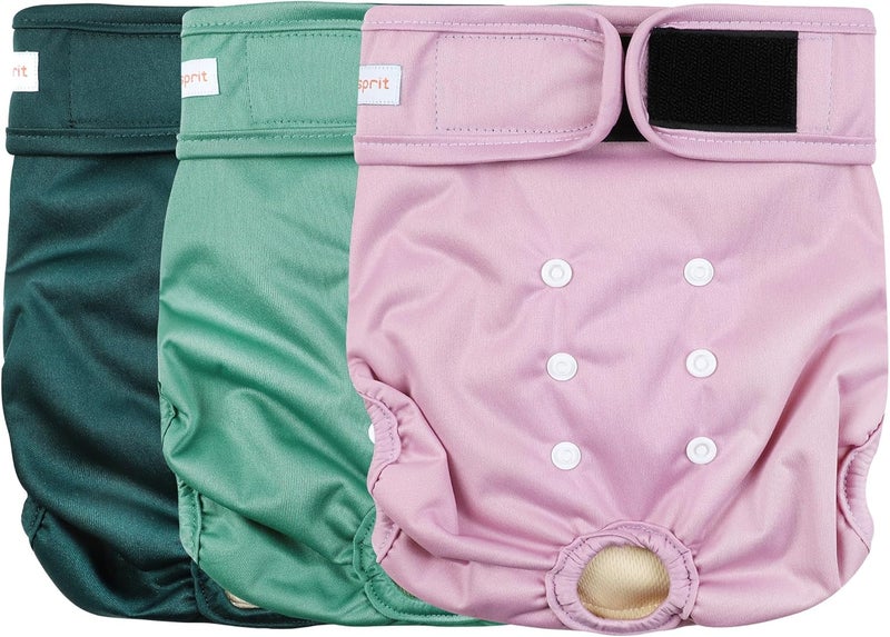 Langsprit Washable Female Dog Diapers (3 Pack) - No Leak Reusable Diapers for Doggy Female in Period - Highly Absorbent Dog Heat Panties with Adjustable Snaps Black XL Size - Image 1