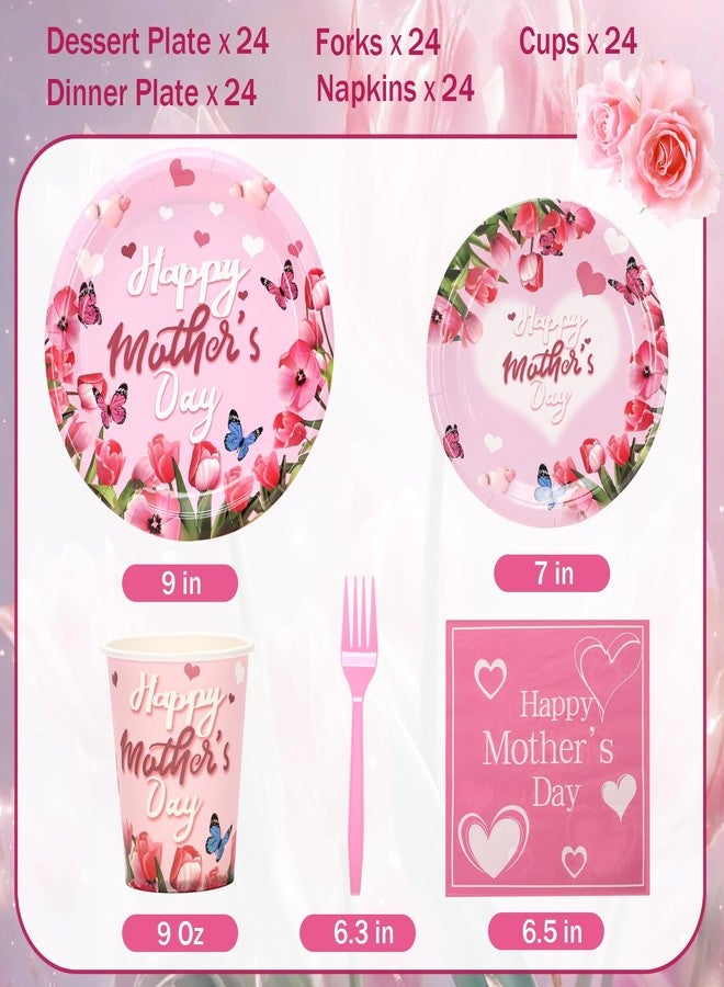 Atonofun Happy Mother's Day Party Decorations, Mother's Day Party Supplies, Mothers Day Plates and Napkins Set, Cups and Knives for Best Mom Ever Themed Parties Serves 24 - Image 2