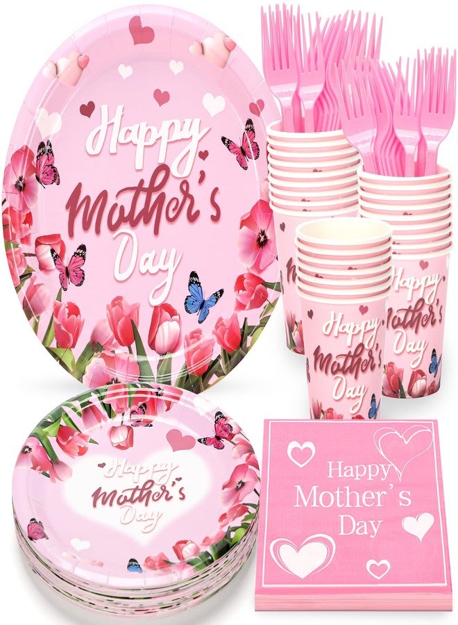 Atonofun Happy Mother's Day Party Decorations, Mother's Day Party Supplies, Mothers Day Plates and Napkins Set, Cups and Knives for Best Mom Ever Themed Parties Serves 24 - Image 1