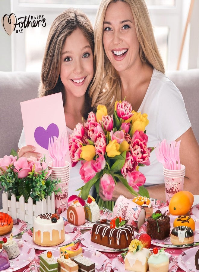 Atonofun Happy Mother's Day Party Decorations, Mother's Day Party Supplies, Mothers Day Plates and Napkins Set, Cups and Knives for Best Mom Ever Themed Parties Serves 24 - Image 4