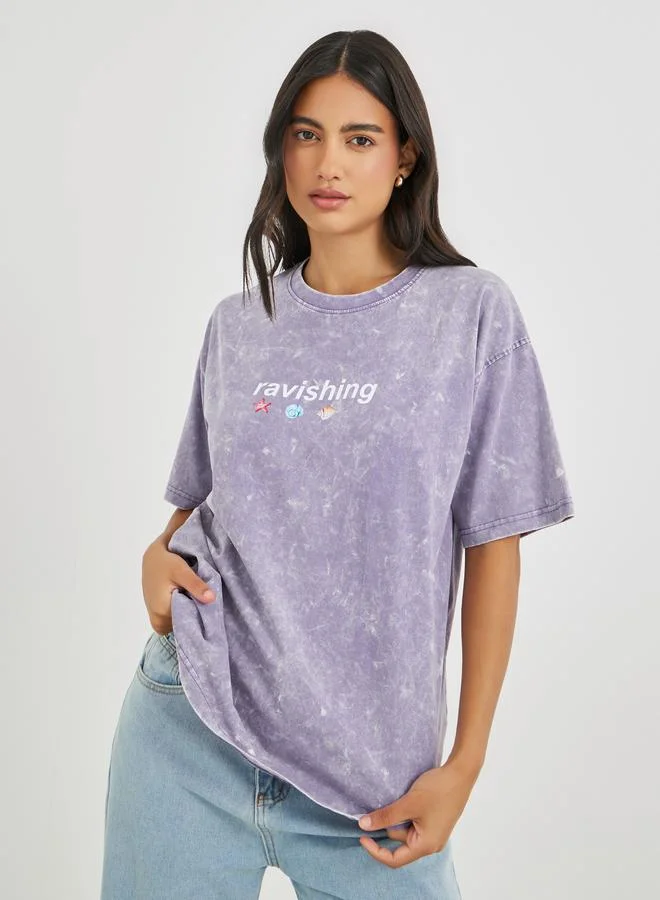 Styli Styli Graphic Print Round Neck Oversized T-Shirt