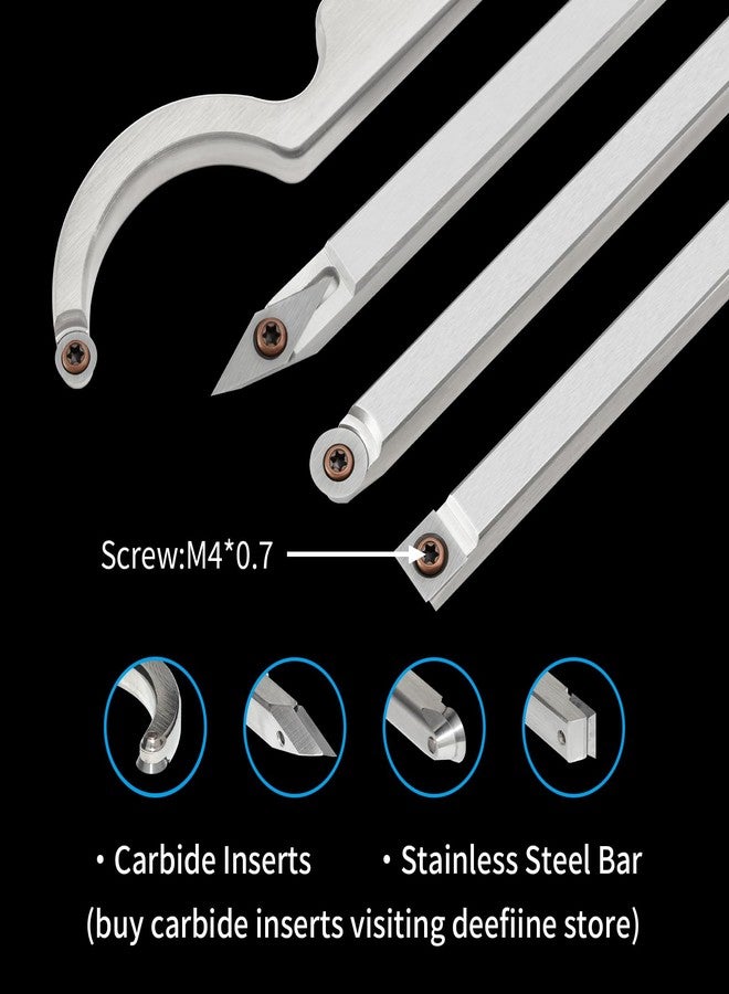 DEEFIINE 18.3" Full Size Carbide Tip Wood Lathe Turning Tool Kit, Lathe Roughing and Finishing Hollow Tool with Diamond Round Square Carbide inserts(Beech handle) - Image 4