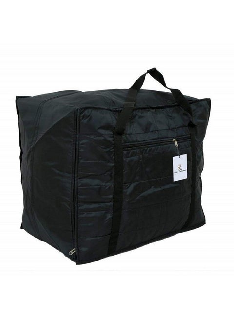 Kuber Industries Parachute Big Underbed Moisture Proof Rectangular Storage Bag with Zipper Closure and Handle (Black)
