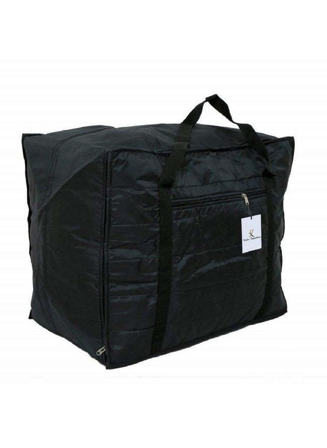Kuber Industries Kuber Industries Parachute Big Underbed Moisture Proof Rectangular Storage Bag with Zipper Closure and Handle (Black)  - Image 1