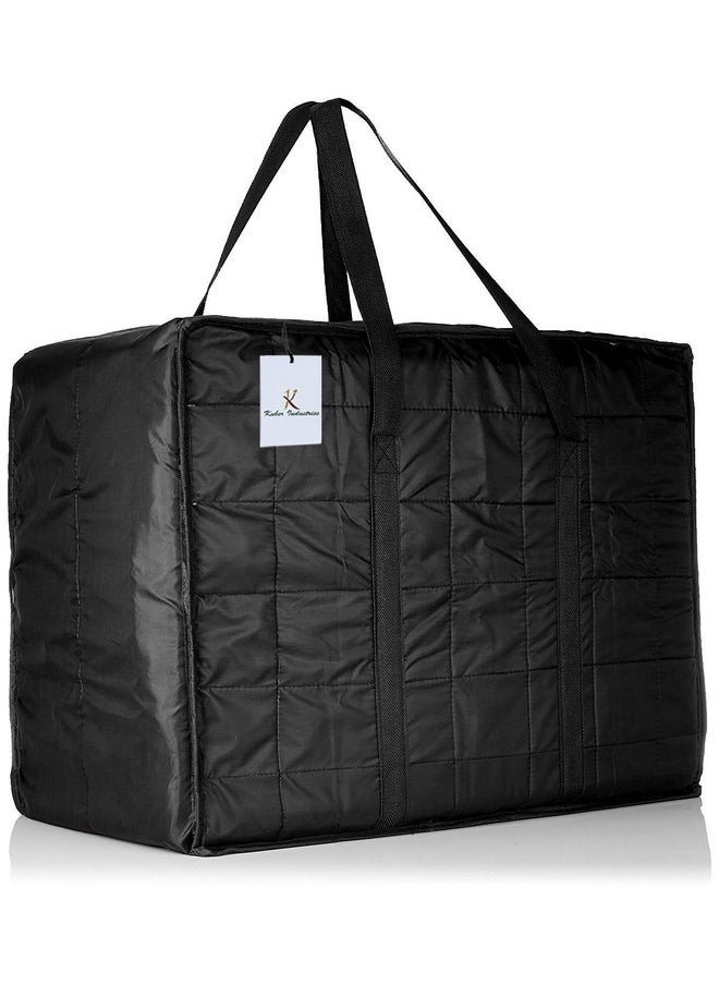 Kuber Industries Kuber Industries Parachute Big Underbed Moisture Proof Rectangular Storage Bag with Zipper Closure and Handle (Black)  - Image 4