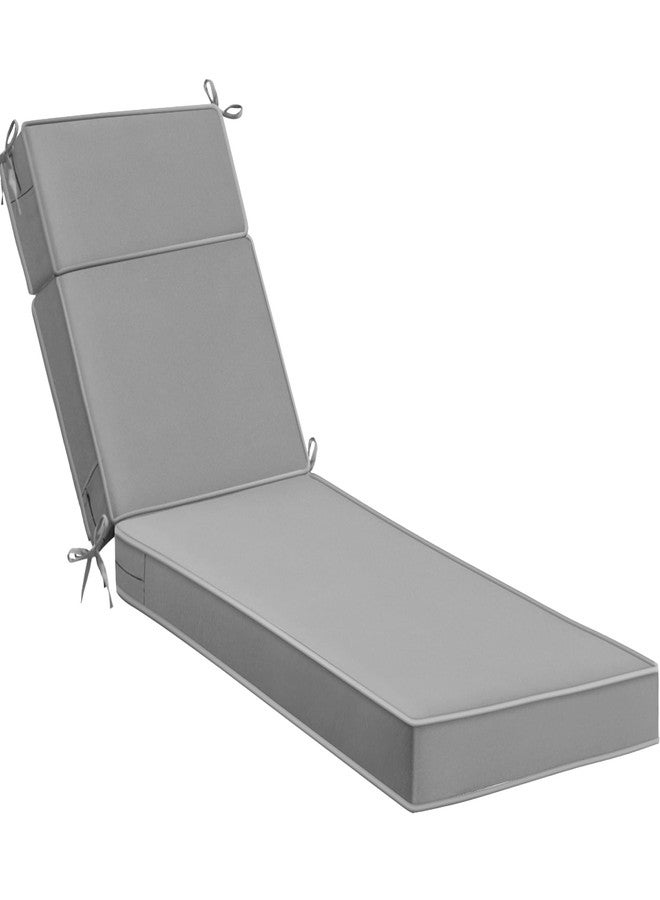 Uthem Waterproof Chaise Lounge Cushions, 72x21x3 Inch Outdoor Lounge Chair Cushion High-Density Foam Fade Resistant Patio Sun Lounger Pad Replacement with Removable Covers and Ties, Grey - Image 1