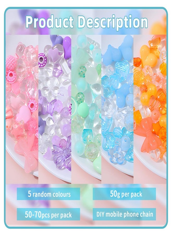 MaehSab 270-300 Pcs Cute Assorted Acrylic Kawaii Beads for Jewelry Making - Bulk DIY Bracelets, Necklaces, Phone Lanyard Chains - Image 2