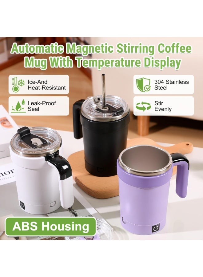 Bukela Self Stirring Coffee Mug,  Automatic Magnetic Stirring Coffee Mug with Temperature Display,Detachable Base Self-Stirring Mug, Smart Mixing Cup for Coffee, Chocolate, Milk, Tea(Purple) - Image 2