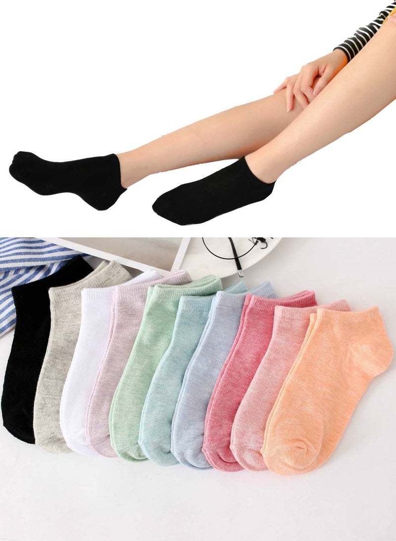 10 أزواج من جوارب القطن النسائية حلوى اللون جوارب عادية - Image 1