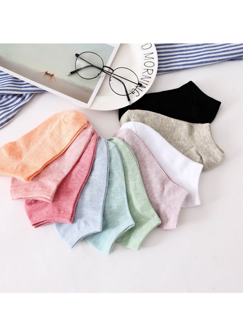 10 أزواج من جوارب القطن النسائية حلوى اللون جوارب عادية - Image 3