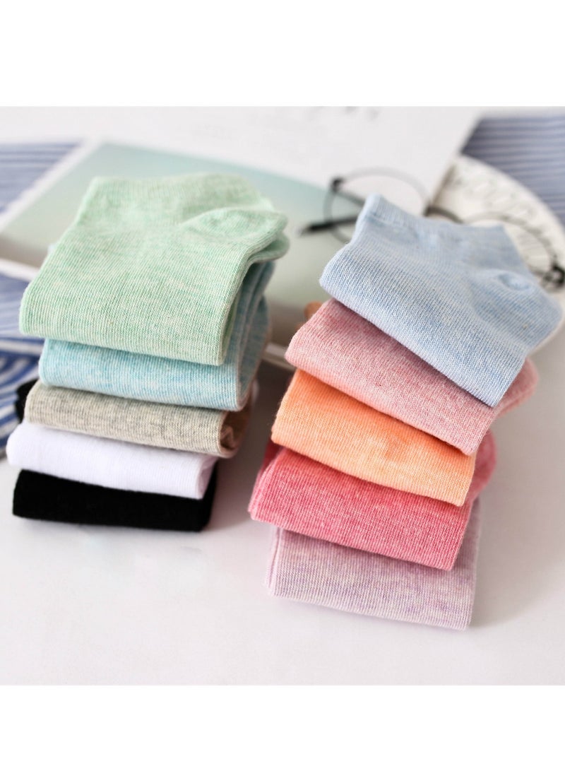 10 أزواج من جوارب القطن النسائية حلوى اللون جوارب عادية - Image 2