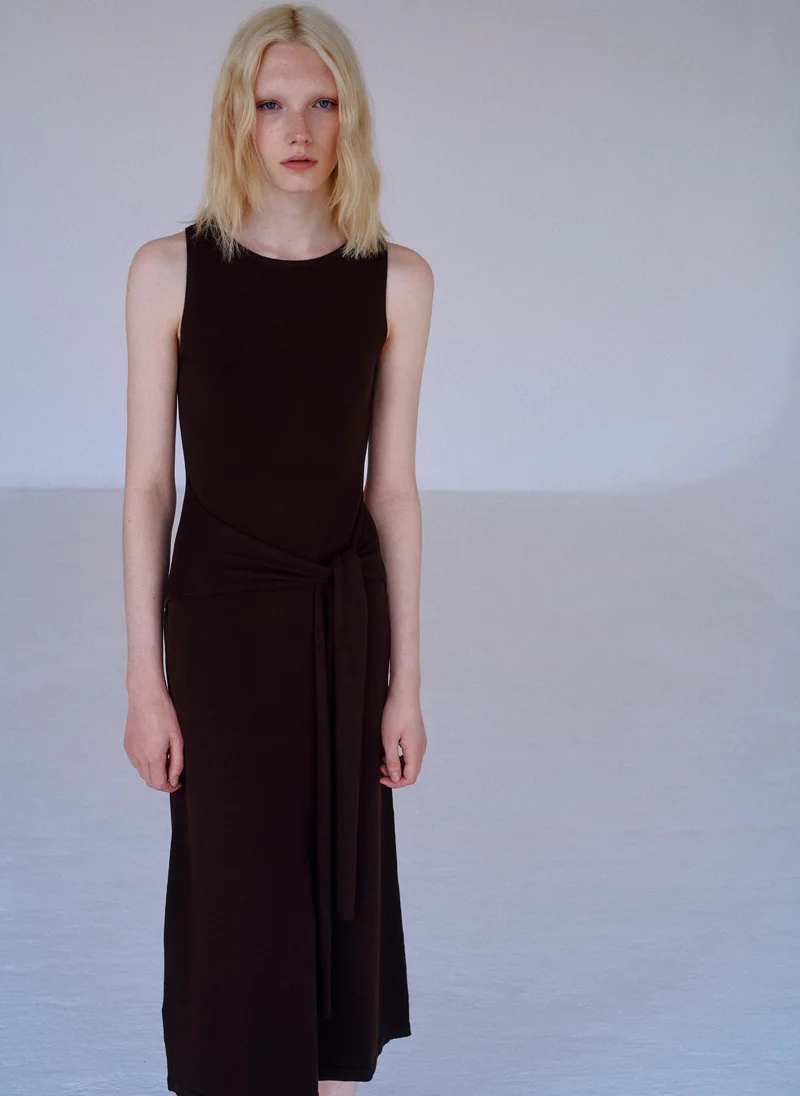 مانجو Knit Dress With Tie Detail