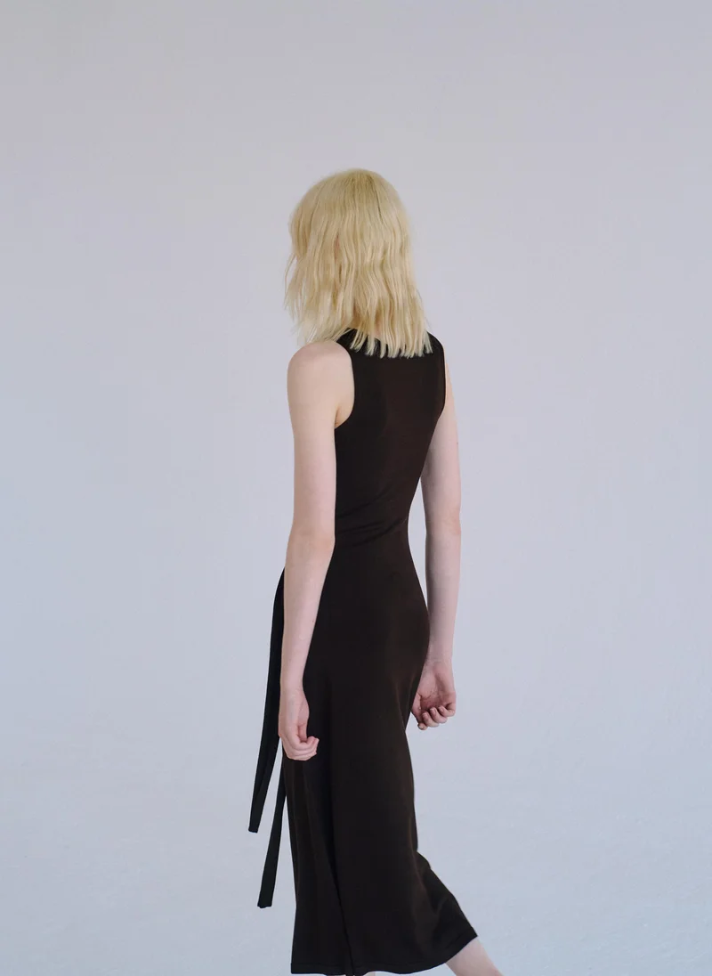 مانجو Knit Dress With Tie Detail